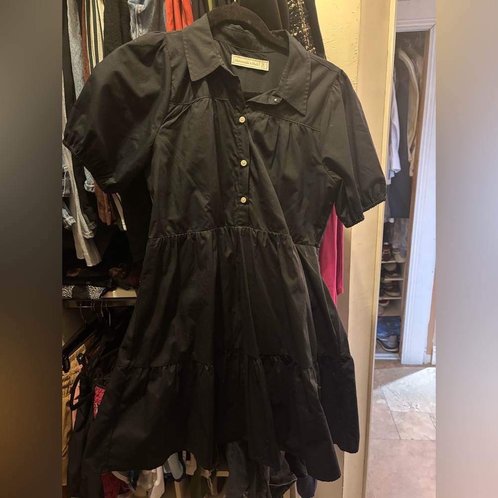 Abercrombie & Fitch Black Tiered Mini Dress